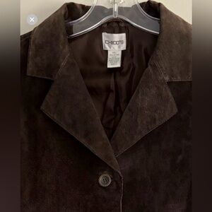 Chico's Suede Leather Chocolate Brown Jacket